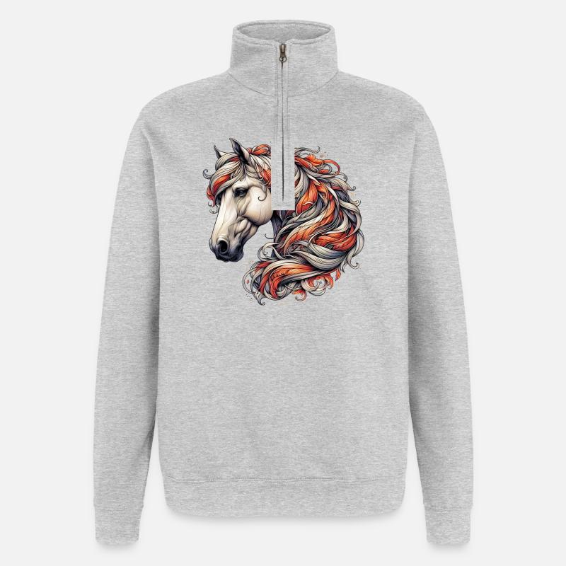 Cheval - Sweat à zip 1/4 - gris chiné