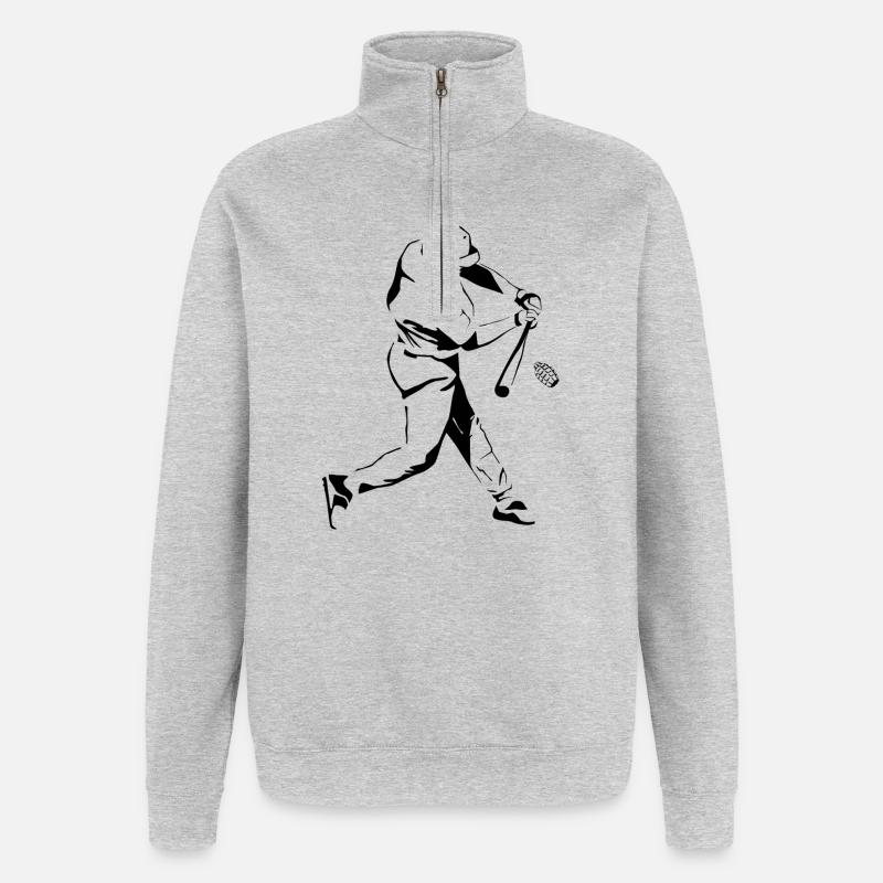 Baseball-Komödie - Quarter-Zip-Sweatshirt - Grau meliert