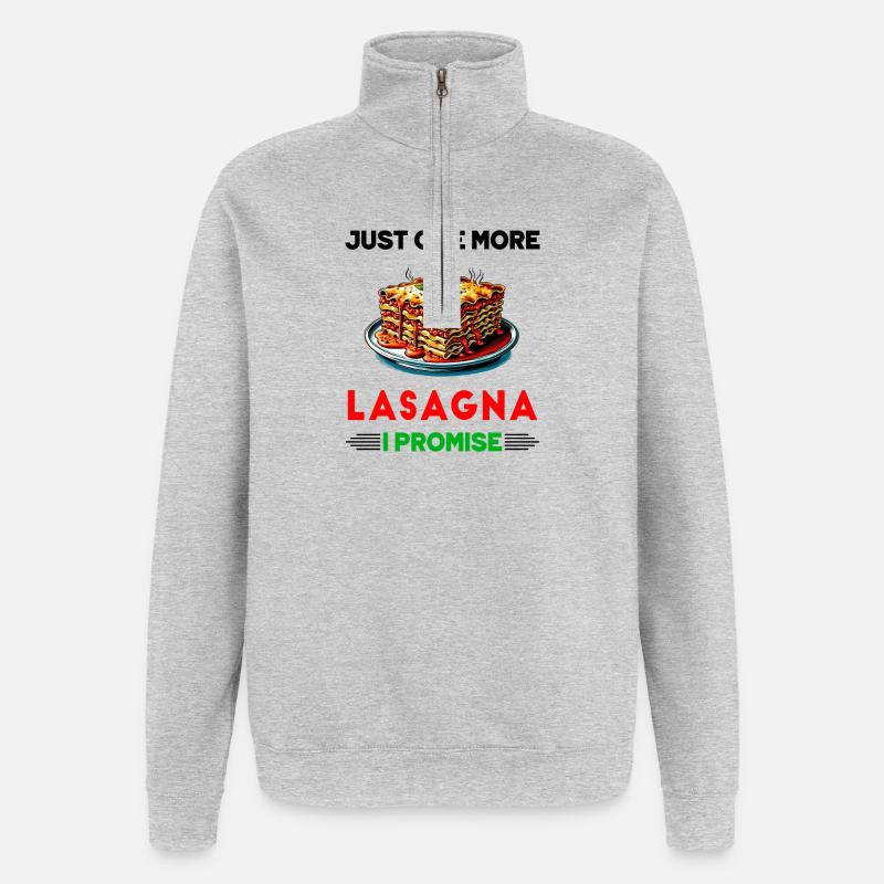 Nur noch eine Lasagne, versprochen - Quarter-Zip-Sweatshirt - Grau meliert