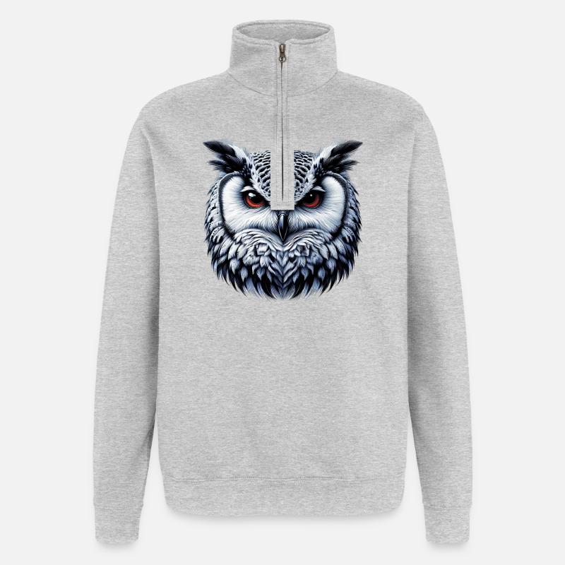 Hibou - Sweat à zip 1/4 - gris chiné