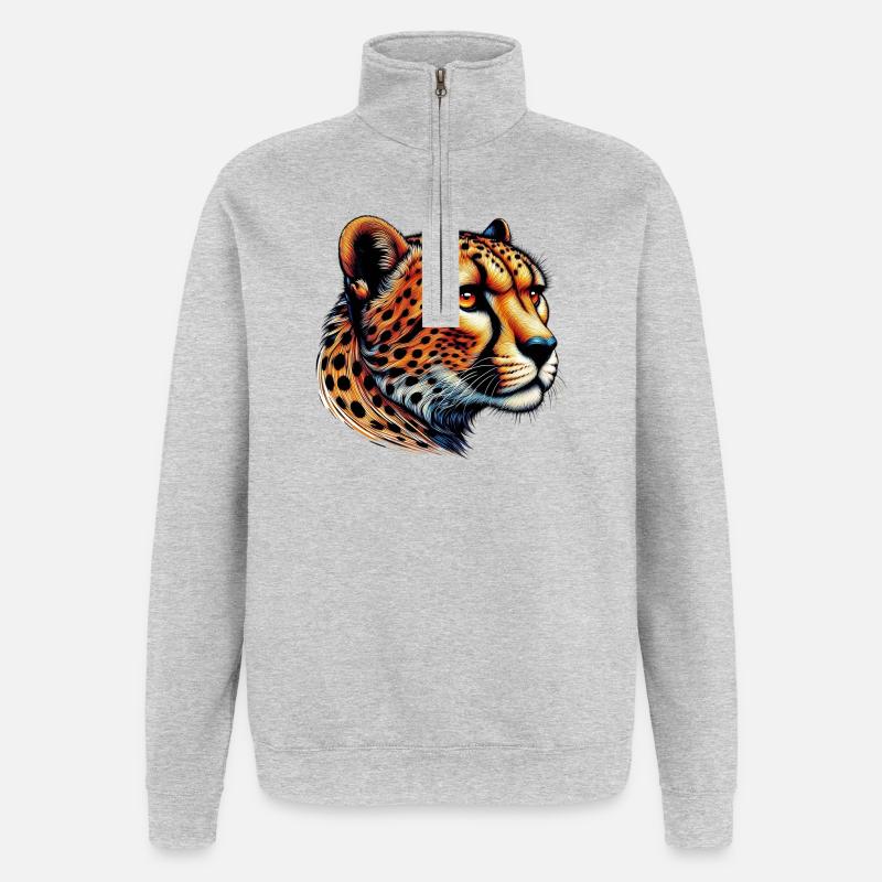 Gepard - Quarter-Zip-Sweatshirt - Grau meliert