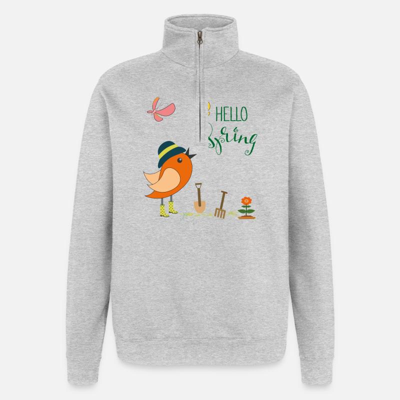 Hello Spring Garten - Quarter-Zip-Sweatshirt - Grau meliert