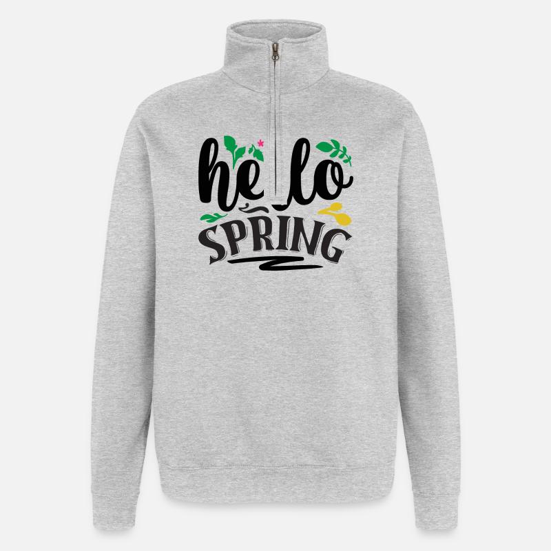 Hello Spring - Quarter-Zip Sweatshirt - heather grey