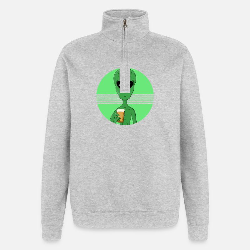 Un extraterrestre qui s’amuse - Sweat à zip 1/4 - gris chiné