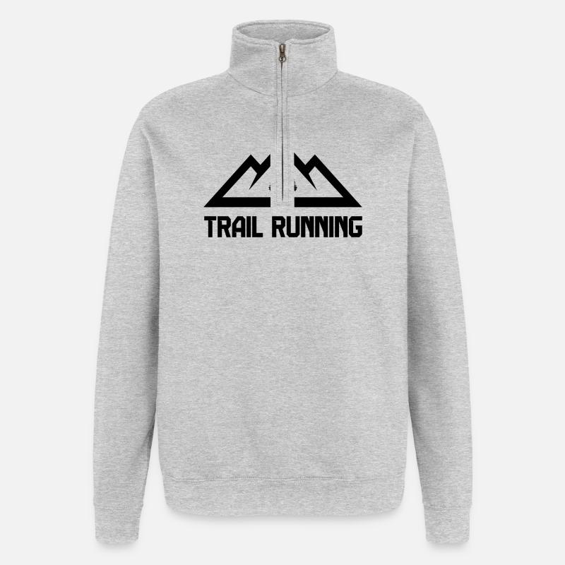 Course en sentier - Sweat à zip 1/4 - gris chiné