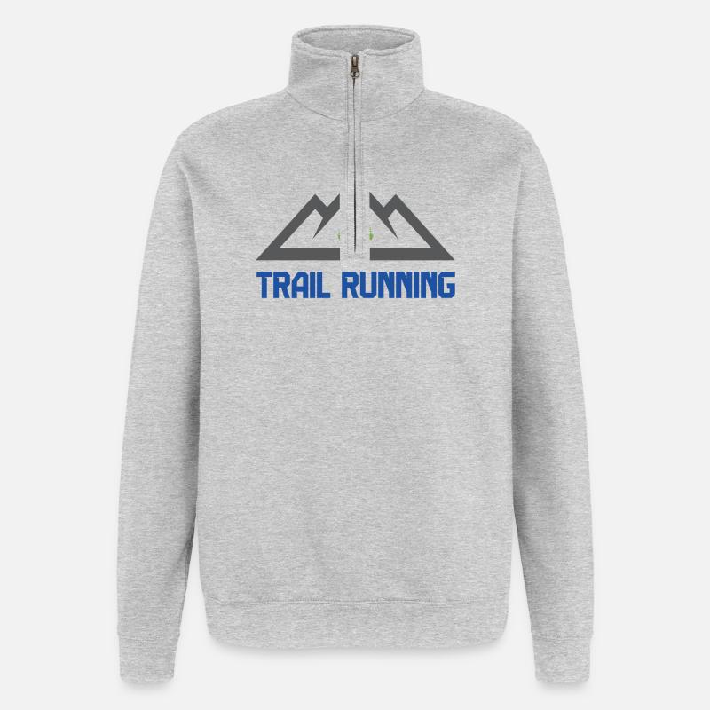 Course en sentier - Sweat à zip 1/4 - gris chiné