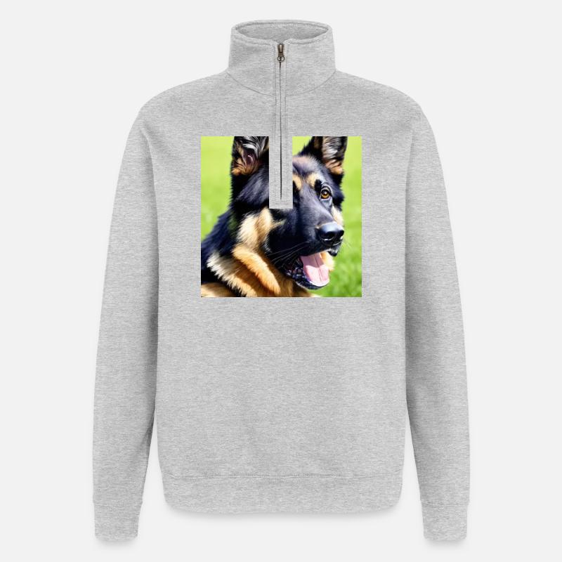 Loyal and protective: German Shepherd - Quarter-Zip Sweatshirt - heather grey