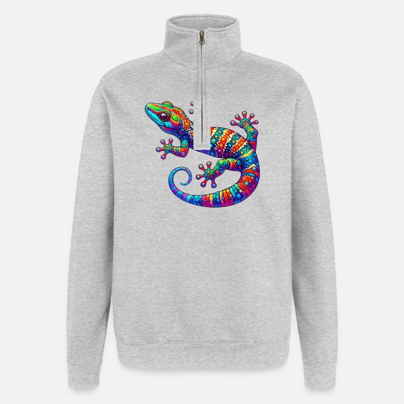 Gecko - Sweat à zip 1/4 - gris chiné