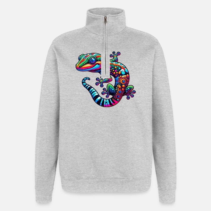 Gecko - Sweat à zip 1/4 - gris chiné