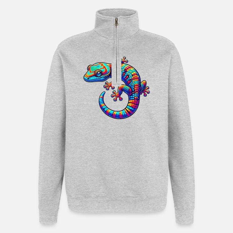 Gecko - Sweat à zip 1/4 - gris chiné
