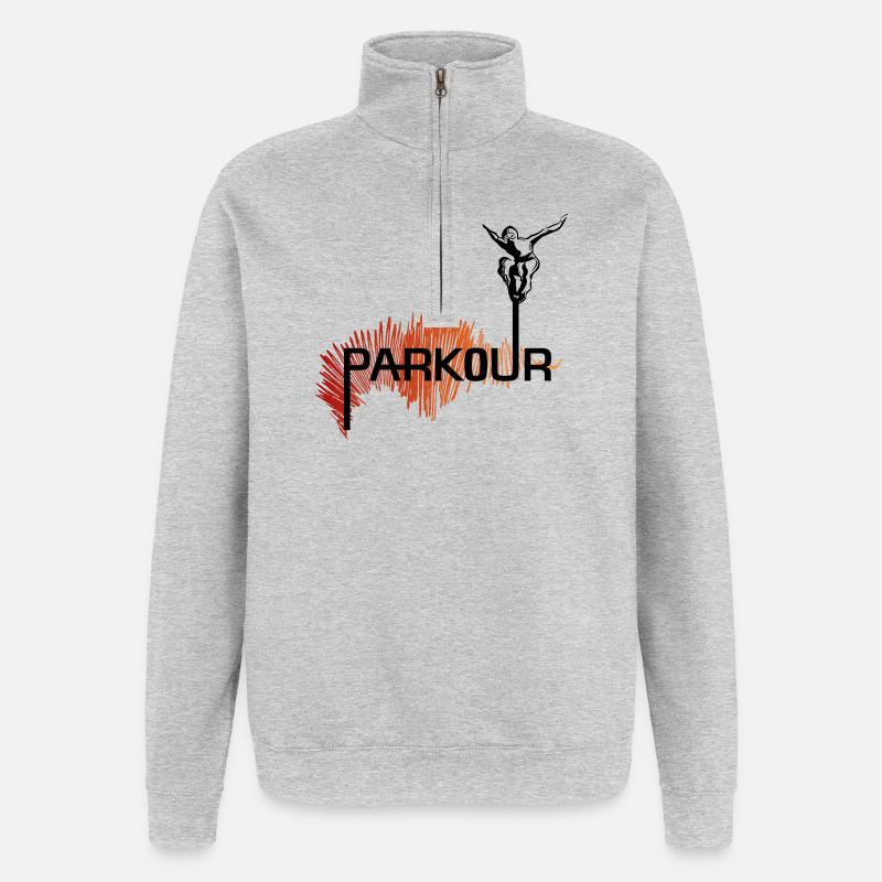 Parkour Ninja - couleur - Sweat à zip 1/4 - gris chiné