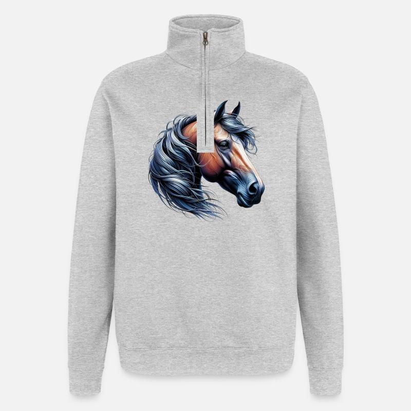 Cheval - Sweat à zip 1/4 - gris chiné