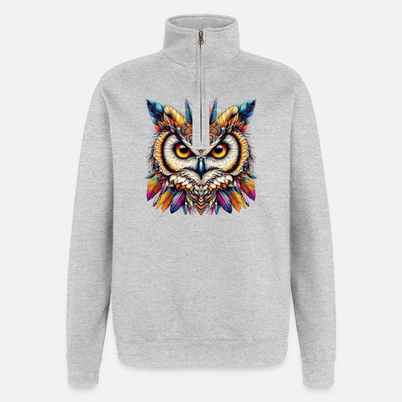 Owl - Quarter-Zip Sweatshirt - heather grey