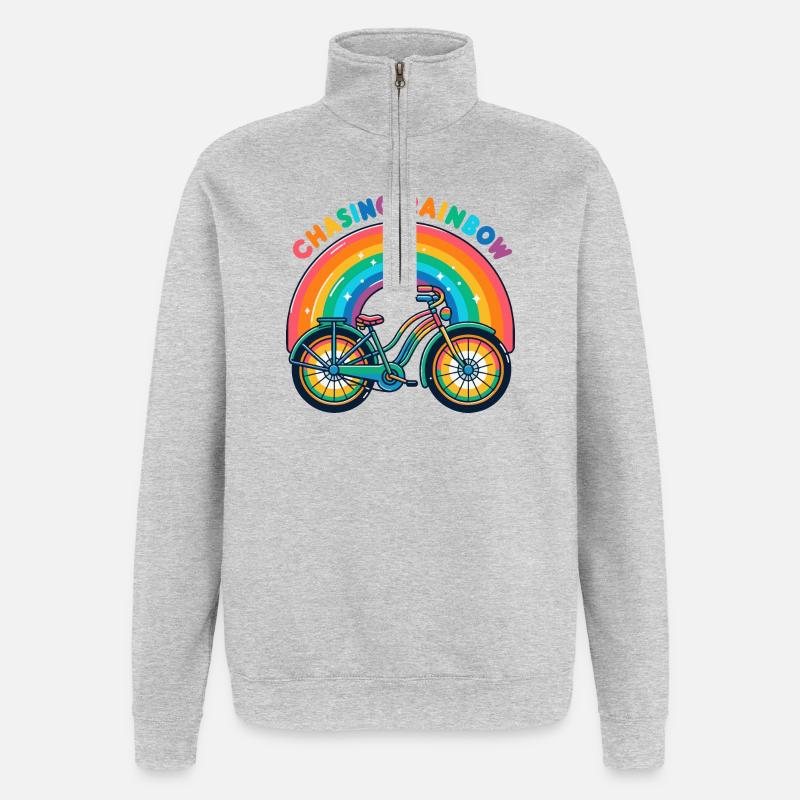 Conception de vélo Chasing Rainbow - Sweat à zip 1/4 - gris chiné