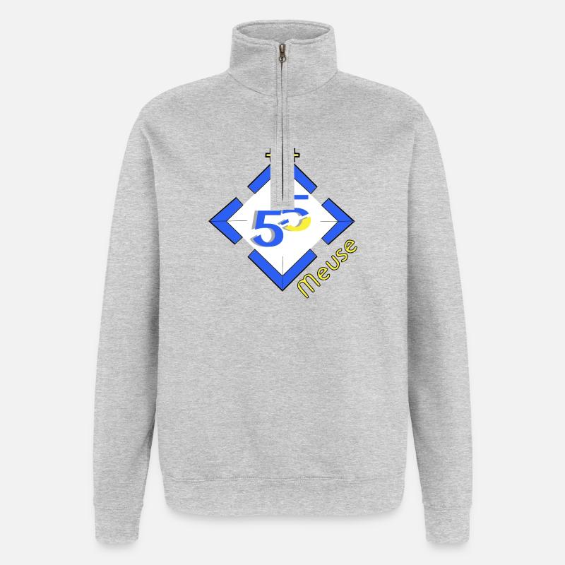 Meuse - Sweat à zip 1/4 - gris chiné