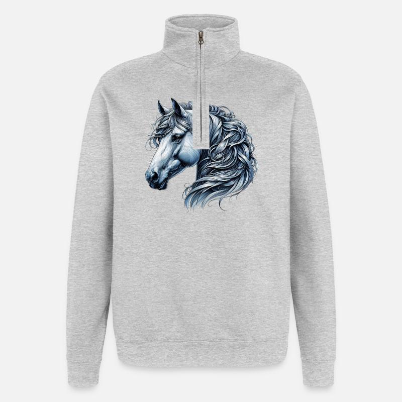 Horse - Quarter-Zip Sweatshirt - heather grey
