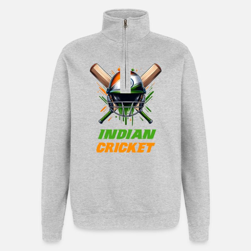 Indien Cricket Helm Elefanten Design - Quarter-Zip-Sweatshirt - Grau meliert