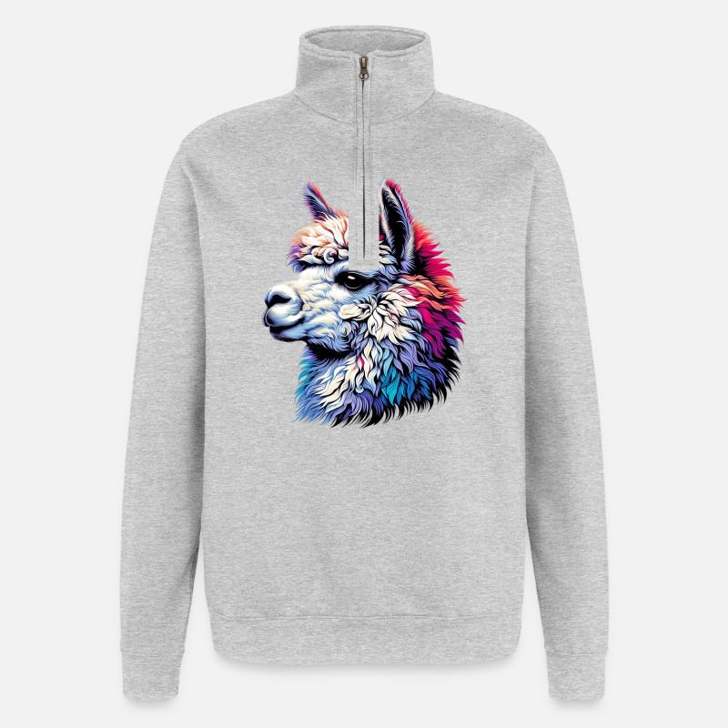 Alpaga - Sweat à zip 1/4 - gris chiné