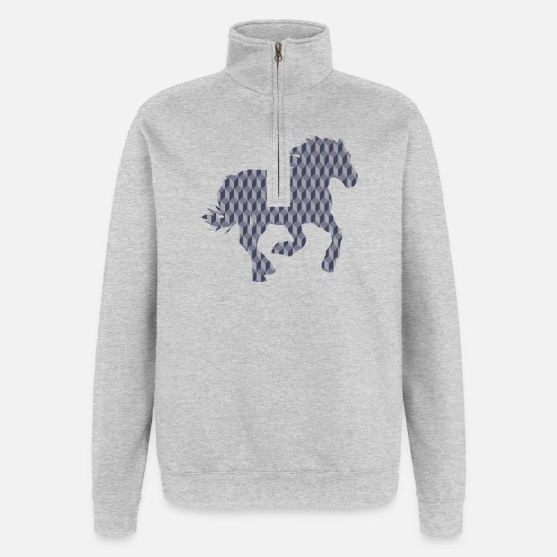 CHEVAL - Sweat à zip 1/4 - gris chiné