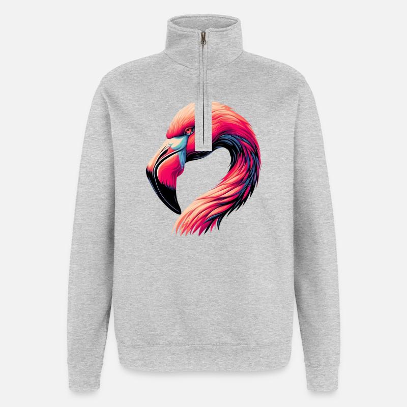 Flamant - Sweat à zip 1/4 - gris chiné