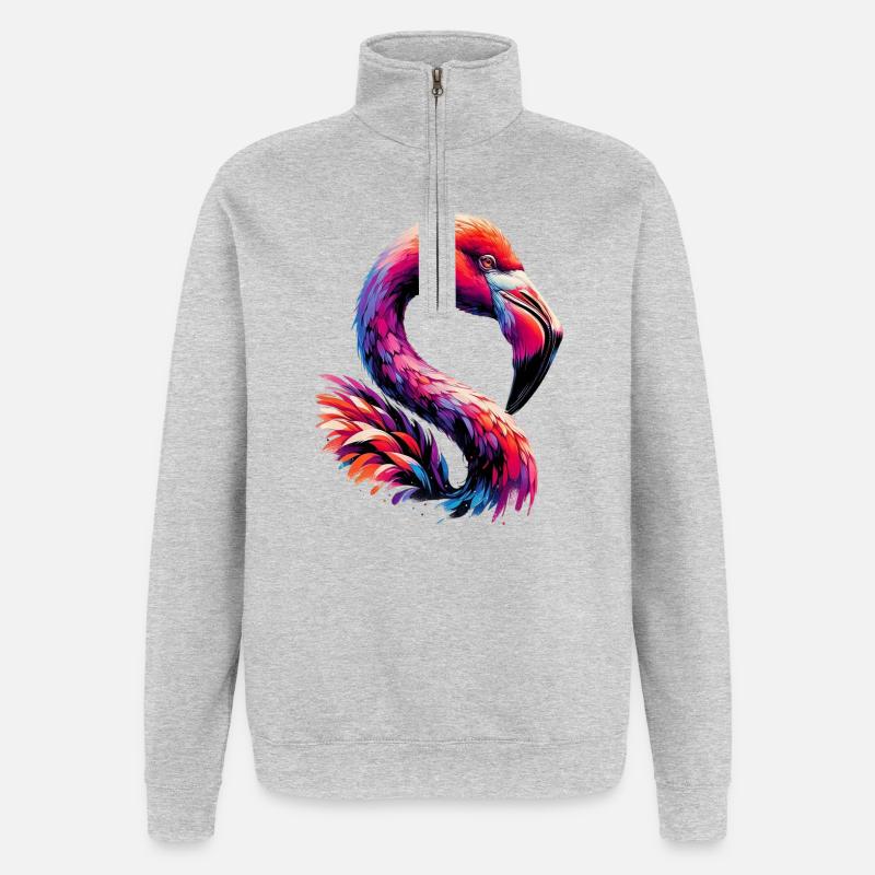 Flamant - Sweat à zip 1/4 - gris chiné