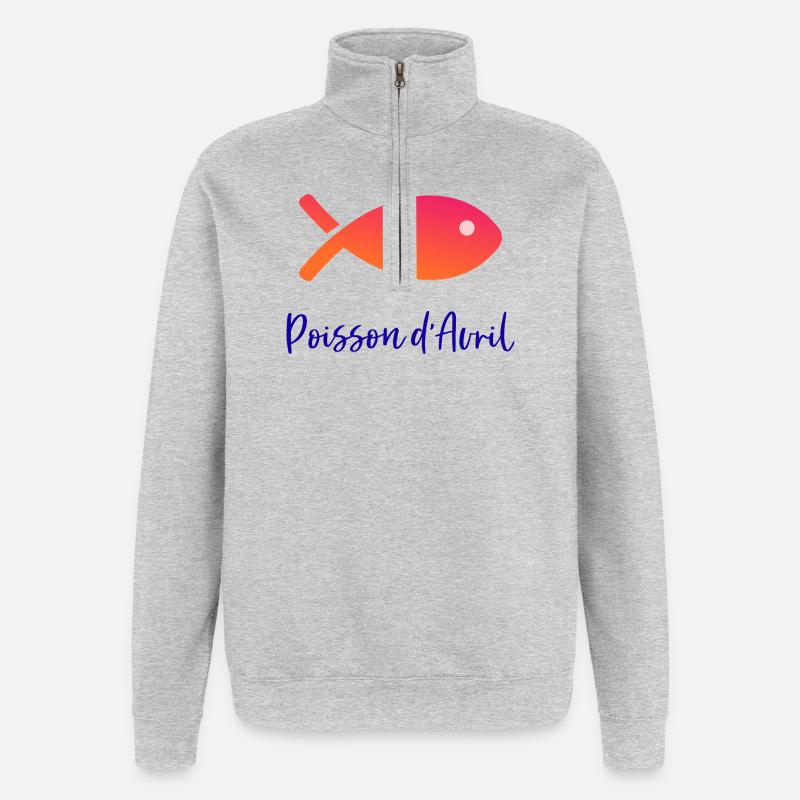 FISCH. APRILSCHERZ - Quarter-Zip-Sweatshirt - Grau meliert