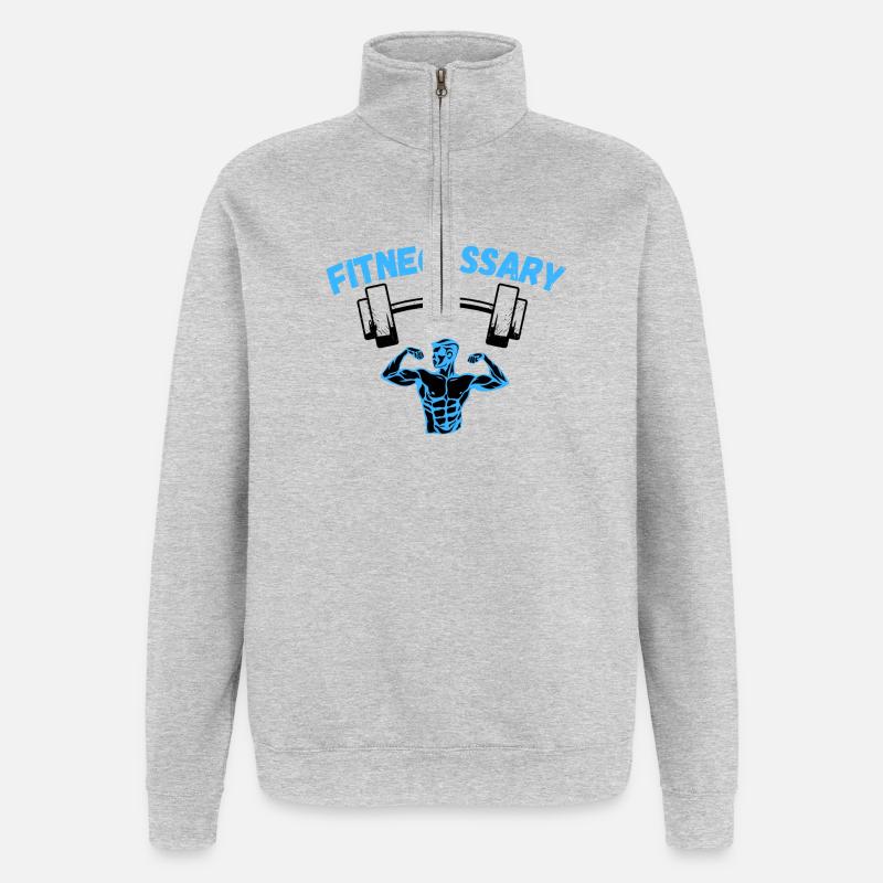 FitNecessary - Quarter-Zip-Sweatshirt - Grau meliert