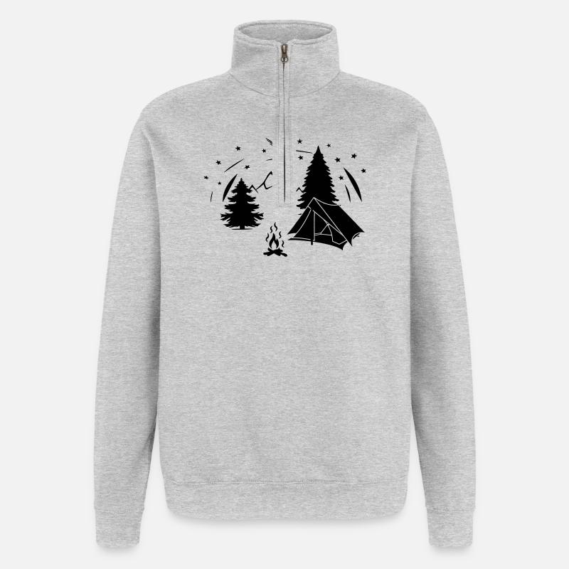Zelt Sternenhimmel im Wald - Quarter-Zip-Sweatshirt - Grau meliert