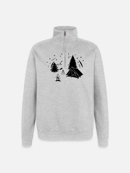Sternenhimmel im Wald mit Starminokular - Quarter-Zip-Sweatshirt - Grau meliert