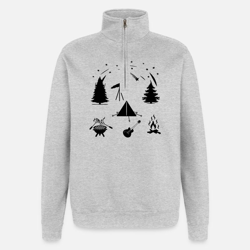 Camping-Leben - Quarter-Zip-Sweatshirt - Grau meliert
