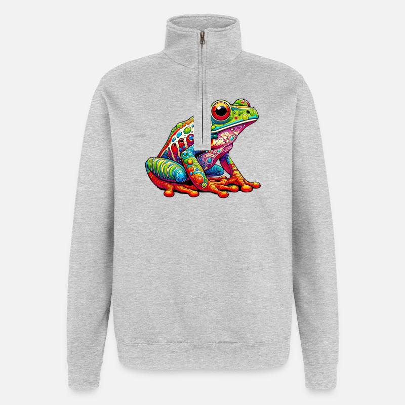 Grenouille - Sweat à zip 1/4 - gris chiné