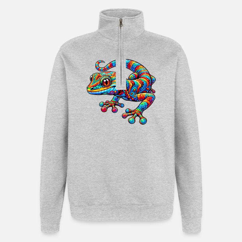Gecko - Sweat à zip 1/4 - gris chiné