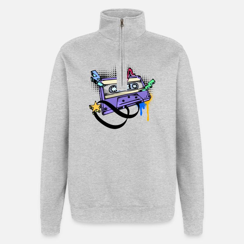 Funky Street Art Graffiti Kunst Strassenkunst - Quarter-Zip-Sweatshirt - Grau meliert