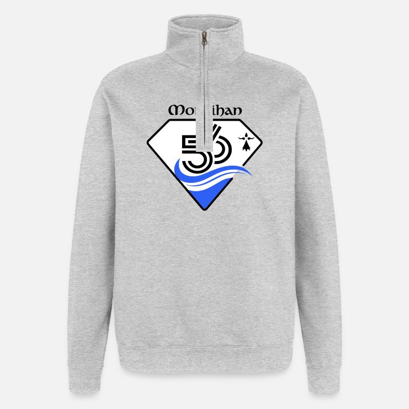 Morbihan - Sweat à zip 1/4 - gris chiné