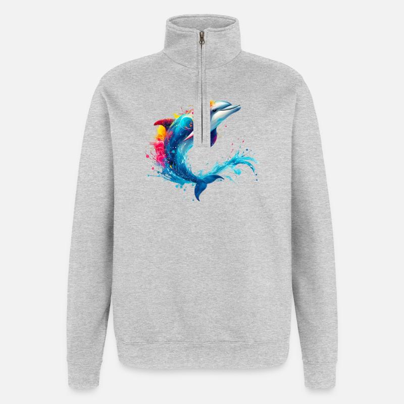 Dolphin - Quarter-Zip Sweatshirt - heather grey