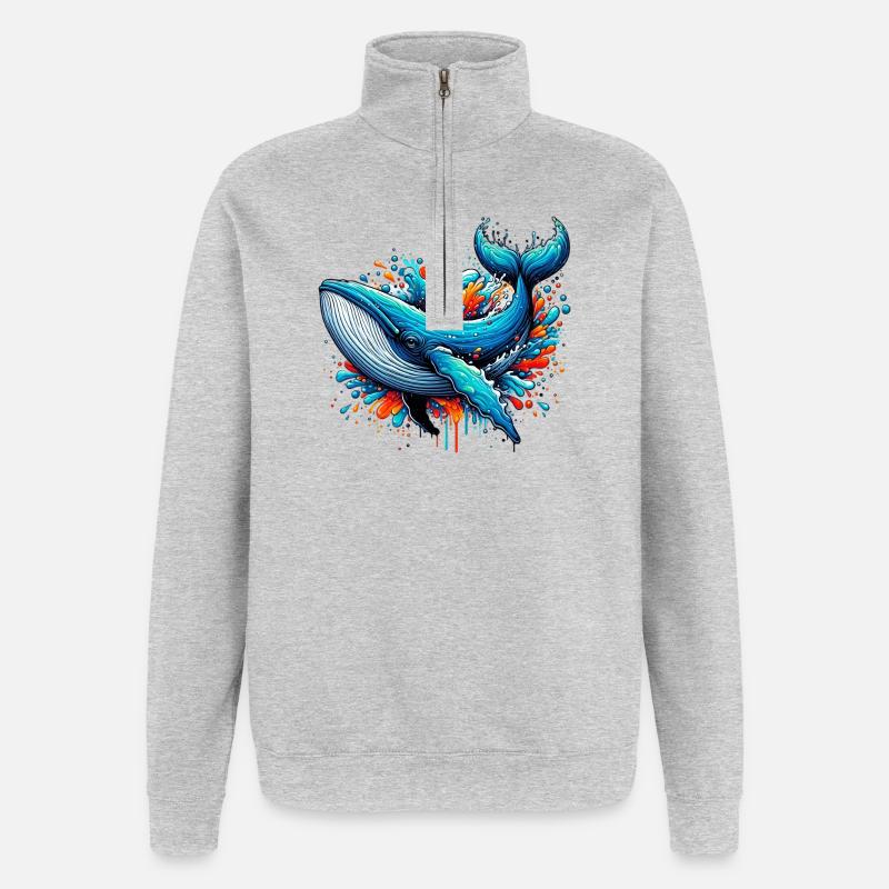 Wal - Quarter-Zip-Sweatshirt - Grau meliert