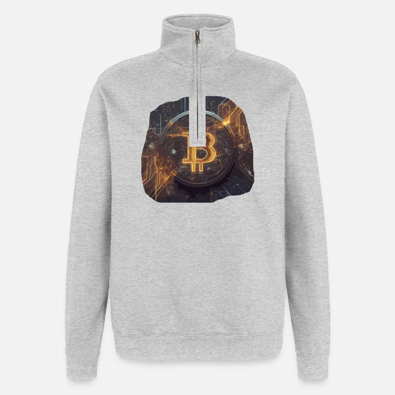 Futuristic Bitcoin aesthetics with neon effects - Quarter-Zip Sweatshirt - heather grey