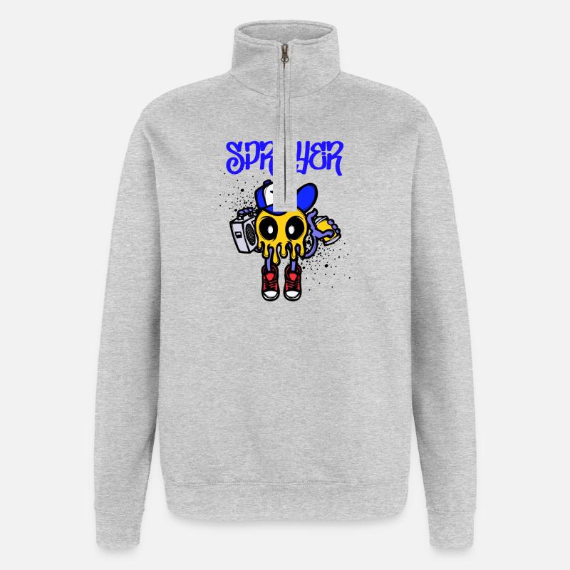 Sprayer Graffiti Spraydose Kunst Strassenkunst - Quarter-Zip-Sweatshirt - Grau meliert