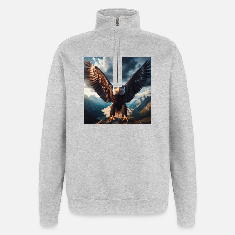 Majestic Eagle - Quarter-Zip Sweatshirt - heather grey