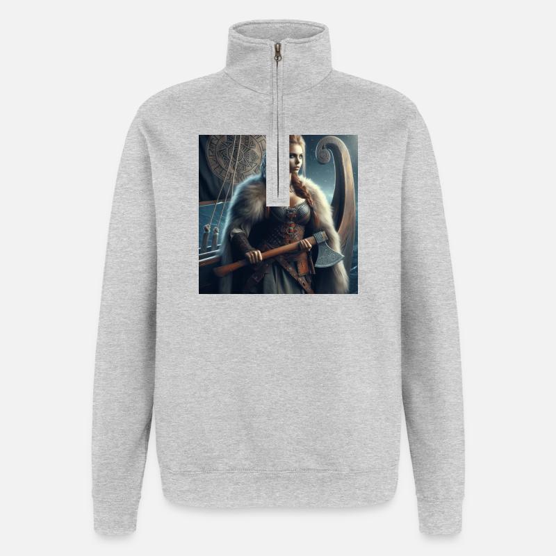 Wikinger-Krieger - Quarter-Zip-Sweatshirt - Grau meliert