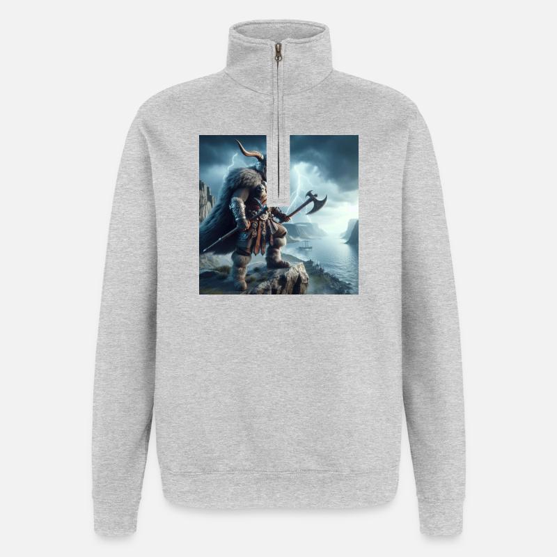 Wikinger-Krieger - Quarter-Zip-Sweatshirt - Grau meliert