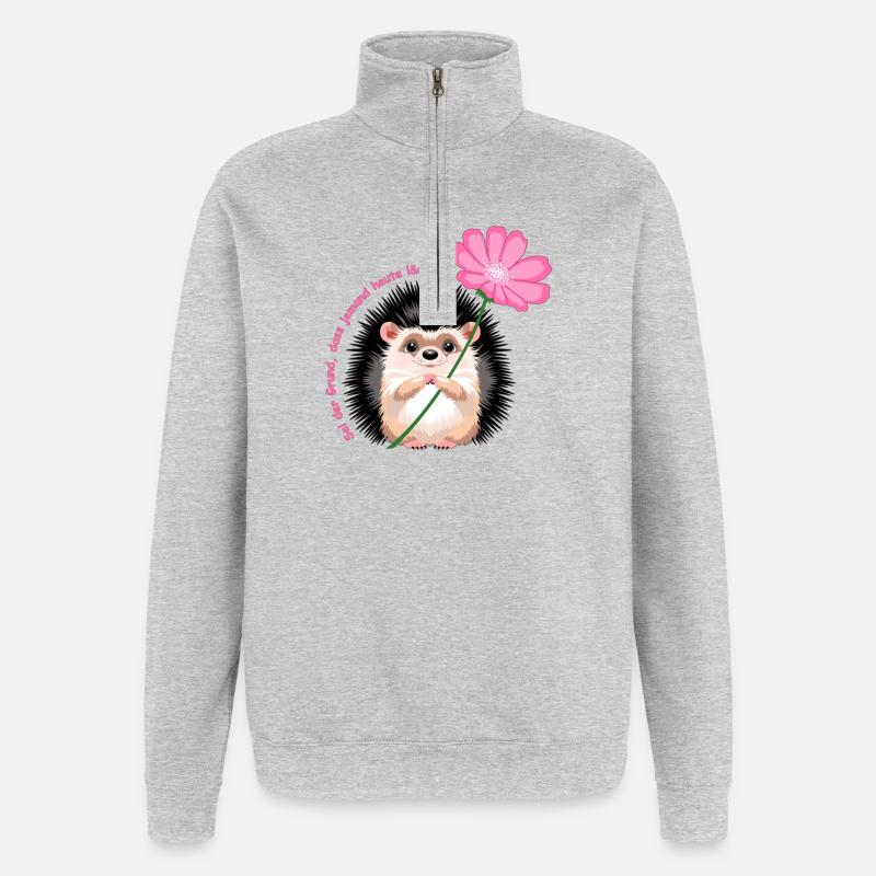 motiv_igel_text - Sweat à zip 1/4 - gris chiné