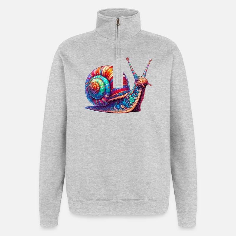 Escargot - Sweat à zip 1/4 - gris chiné