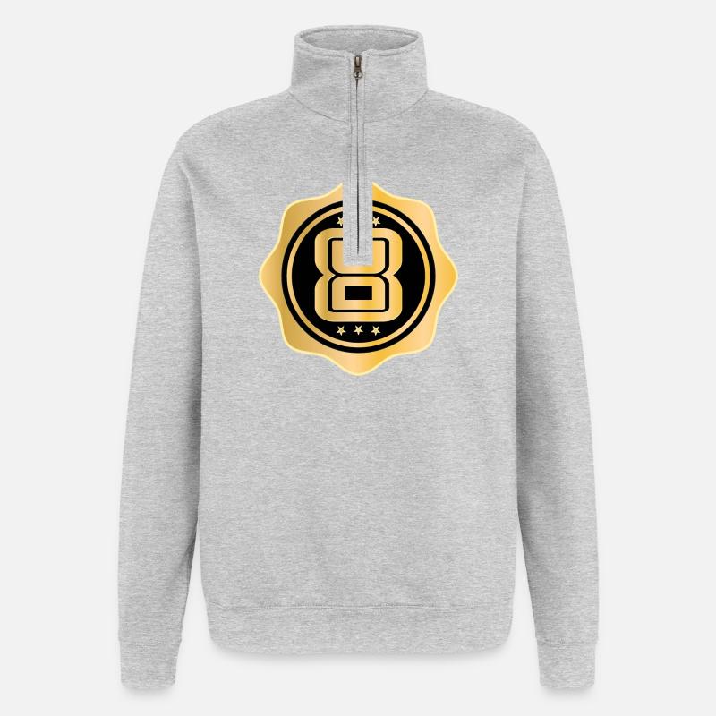 8e anniversaire - Huit ans - Sweat à zip 1/4 - gris chiné