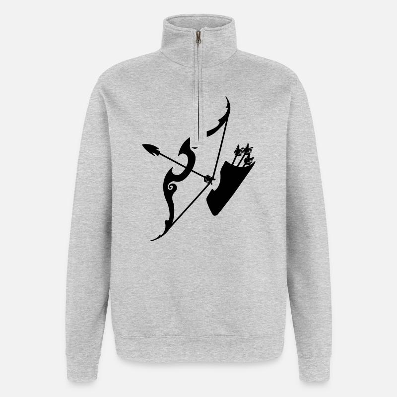 Schütze-Bogen mit Pfeilen - Quarter-Zip-Sweatshirt - Grau meliert