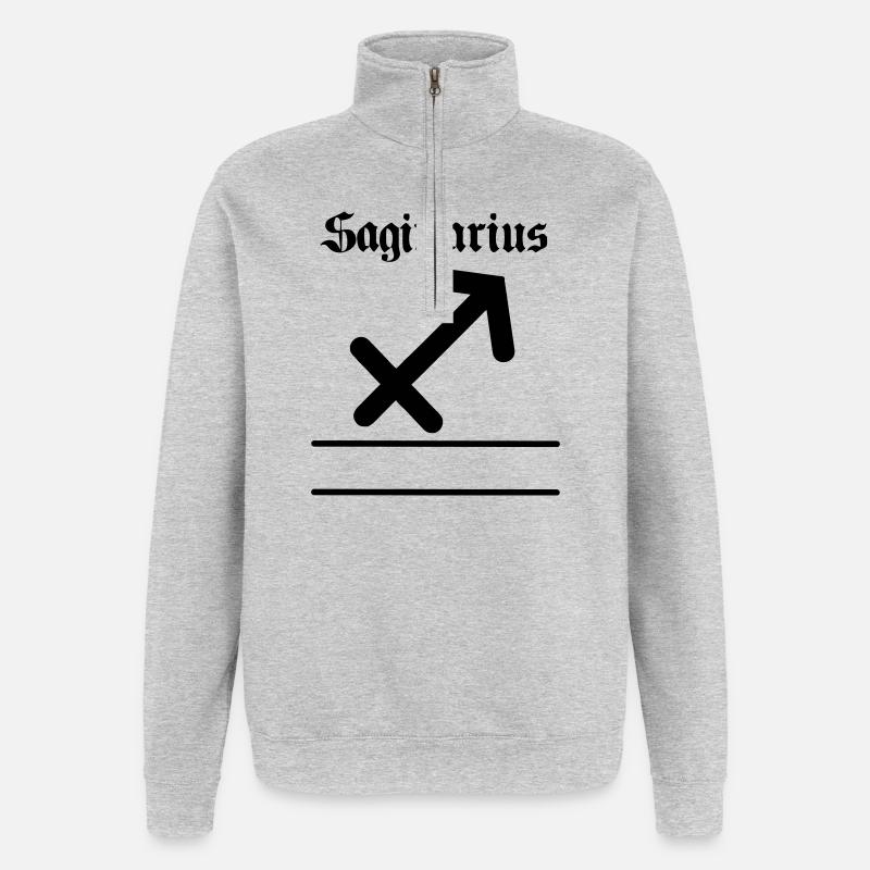 Bannière de nom Sagittaire Sagittaire - Sweat à zip 1/4 - gris chiné