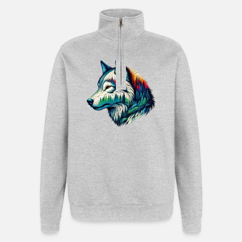 Wolf - Quarter-Zip-Sweatshirt - Grau meliert