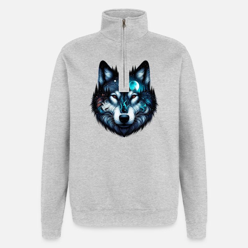 Loup - Sweat à zip 1/4 - gris chiné