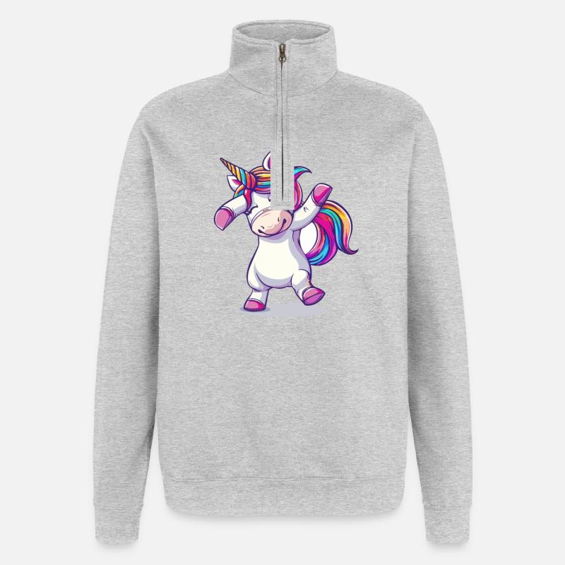 Tanzendes Einhorn - Quarter-Zip-Sweatshirt - Grau meliert