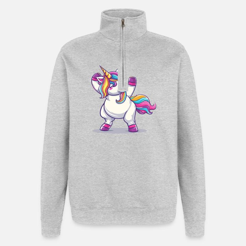 Tanzendes Einhorn - Quarter-Zip-Sweatshirt - Grau meliert
